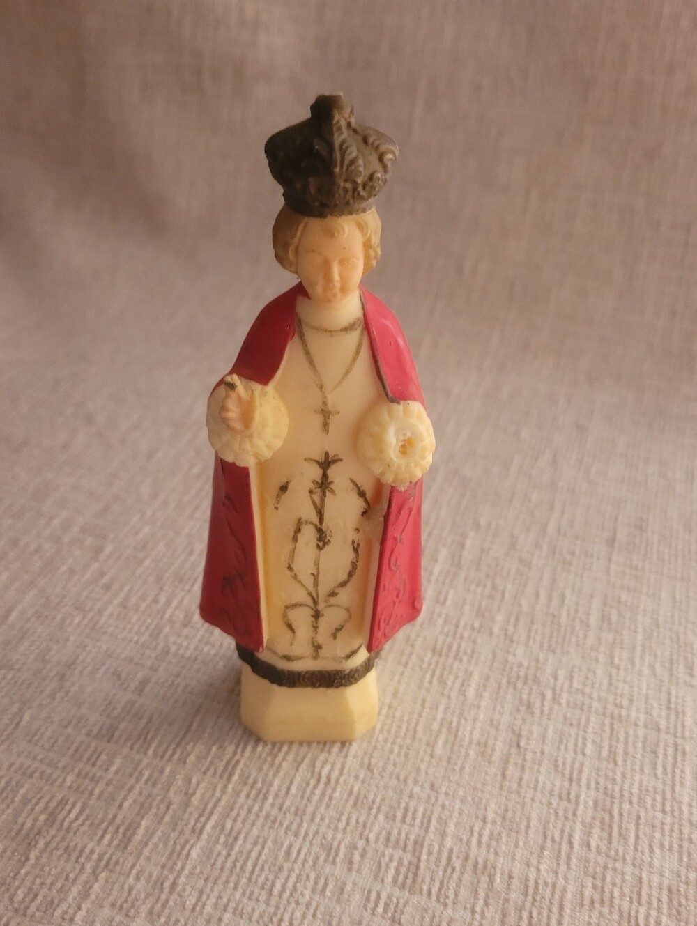 Vintage Infant of Prague Plastic Statue 1960s Mini Catholic Figurine Jesus